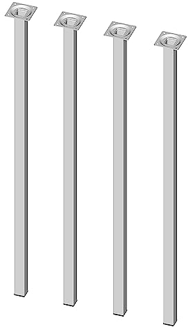 DIY Element System Möbelfuß eckig – Vierkant-Metallfuß, ideal als Tischbein für die Gestaltung individueller Möbelstücke – 25 x 25 mm, Länge 800 mm, Weiß