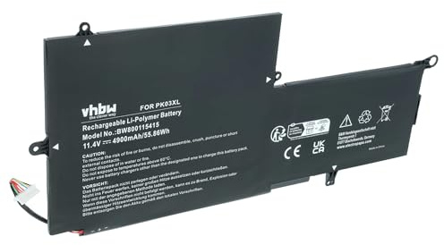 vhbw Li-polymerbatteri 4900 mAh (11,4 V) svart lämplig för laptop Notebook HP Spectre x360 Convertible PC, Convertible PC 13