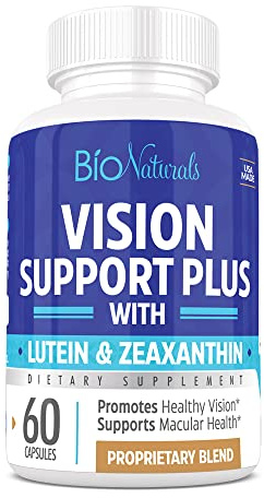 Bio Naturals Eye Vitamin Supplement with Lutein, Zeaxanthin, Lycopene, Bilberry, Quercetin & More - All Natural Proprietary Blend Supports Vision & Macular Health - 60 Veggie Capsules
