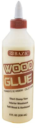 BAZIC Products Wood Glue 8 FL OZ (236 mL), Natural Color Super Strong Bond Adhesive, for Woodwork Softwood Hardwood, 1-Pack