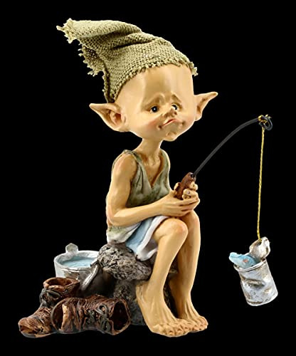 Pixie Goblin Figure - Angler Petri Heil | Gnome Dwarf Decoration