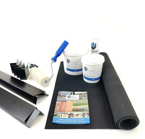 SkyGuard Rubber Roof Kit For Garden Rooms & Outbuildings, EPDM Membrane Trims & Adhesives - Longer Lasting Alternative to Roofing Felt for Sheds (2.8m x 3.6m)