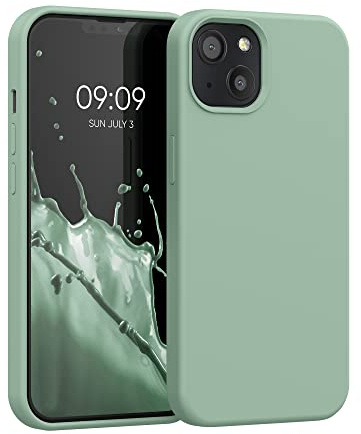 kwmobile Handyhülle für iPhone 13 Hülle, für iPhone 13 Case - Hülle Silikon - kabelloses Laden - Porzellan Grün