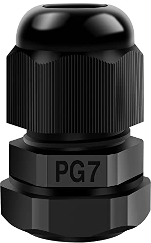20 Stück Kabelverschraubung PG7, Hanibos Kabeldurchführung Wasserdicht IP68 Kabeleinführung Schwarz Einstellbar Kabelverschraubungen für Outdoor Garten Schaltkasten Abzweigkasten