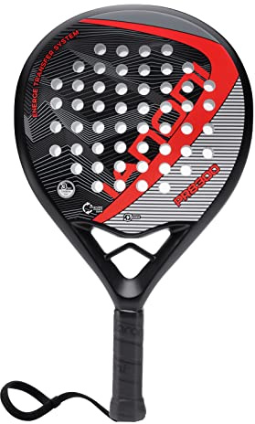Padel Racket Carbon Fiber Surface with EVA Memory Flex Foam Core Padel Tennis Racquets Lightweight (8300-red)