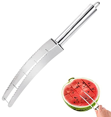 Coupe Pastèque, Trancheuse de Pastèque en Acier Inoxydable Coupe-Cube de Pastèque Facile et rapide Couteaux à Fruits Pratiques Coupe-Melon à Salade pour Gadget de Cuisine
