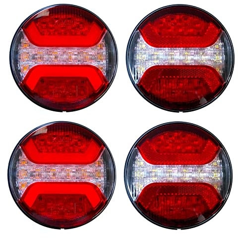 MelTruck® 4x Multifunktionales LED Rücklicht Rund für LKW PKW Anhänger Wohnwagen Traktor