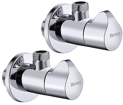 Angle Valve Quarter Turn 1/2 Inlet x 3/8 Outlet Shut Off Water Angle Stop Valve with Flange 2pcs Faucet Valve Toilet Valve Solid Brass Chrome