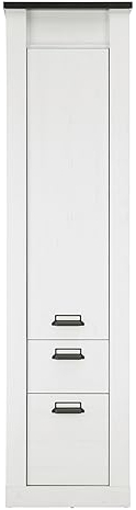 Wohnzimmerschrank Hochschrank in weiß Pinie Holz und schwarz/anthrazit Mehrzweckschrank Stauraumschrank Aktenschrank Esszimmer im industriellen Stil Stove (Schrank 2)