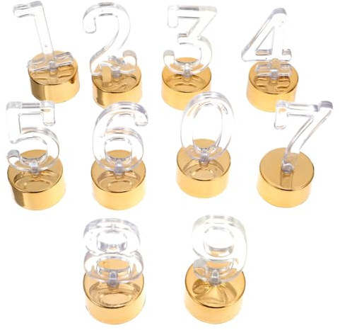MAGICLULU Lot de 10 Bougies Chiffres 0-9 LED Bougies d'anniversaire sans flamme sans fumée Bougies lumineuses pour décoration de gâteau de Noël Doré