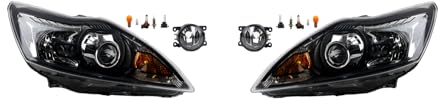 Johns, Scheinwerfer Satz Xenon Front passend für Ford Focus 05 02/2008-01/2011 D1S H1 Links & Rechts + Nebelscheinwerfer + Leuchtmittel