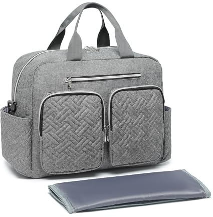 KONO Borsa Fasciatoio Passeggino Neonato, Grande Capacità e Impermeabile con Fasciatoio Portatile e Ganci Passeggini, Leggera per Viaggi Ospedale Parto Aereo, Ideale per Mamma e Papà