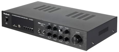 Amplificador de audio Bluetooth de escritorio de 5 canales, amplificador de audio estéreo HiFi LED Digital FM USB Audio Amplificador de potencia con mando a distancia para estudio, cine en casa