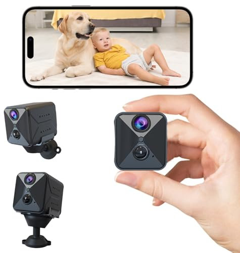 javiscam Mini Camera, WiFi 4K Mini Caméra de Surveillance Interieur/extérieur sans Fil avec Enregistrement Longue Batteries avec Mini Détection Mouvement Vision Nocturne