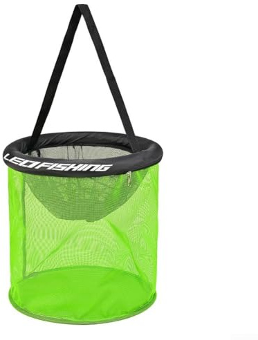 Besshepplo, cestino per pesci galleggiante rotondo con rivestimento in gomma, rete da pesca pieghevole con maglie di nylon ad asciugatura rapida, gabbia di stoccaggio subacquea, rete per pesci con
