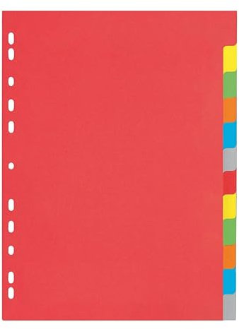 europrotokoll Karton-Register, 12-teilig, bunt, DIN A4, Ordnerregister aus Karton, Register für Ordner, strapazierfähige Trennblätter mit 6-farbigem Verlauf