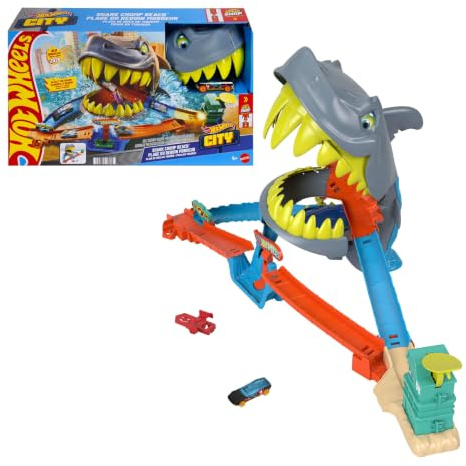 ​Hot Wheels City Shark Chomp Beach Playset & 1:64 Scale Toy Car