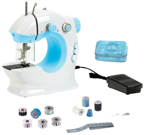 Theo Klein 7929 sewing machine for kids I Safe and straightforward I 2 speed levels, top and bobbin thread I Toy for children from 8 years