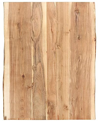 HETFTJN Akazie Massivholz Tischplatte 80×(50-60)×3,8 cm Naturkante poliert lackiert für Küche Sofa Schreibtisch Wohn ESS Büro
