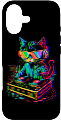 Custodia per iPhone 17 Festival di musica house Cat DJ Techno Rave EDM Kitty Cat Lover