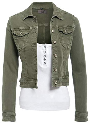 SS7 Womens Fitted Denim Jacket Khaki
