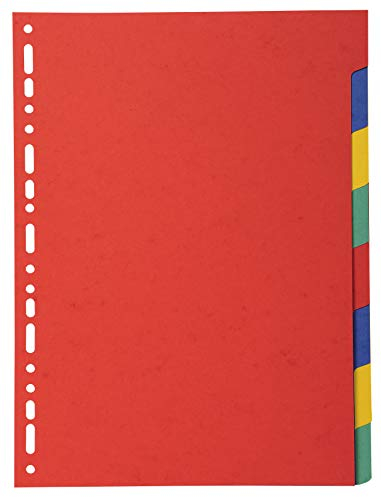 Exacompta 2008E Karton-Register Manila für DIN A4 aus Recyclingkarton 8-teilig volle Höhe 22 x 29,7 cm vollfarbig 2 x 4 Farben Blauer Engel Pastellcolor Aquarel Trennblätter Trennstreifen