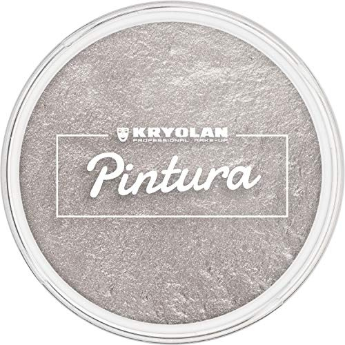 Kryolan Pintura Water Color Schminke 25ml, Farbe: Silver, Waschbar, Vegan, ohne Parfüm, ohne Parabene, Glutenfrei - ideal für Kinder, Party, Karneval, Fasching & Halloween