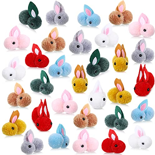 32 Stück Mini Plüschhase Osterhase Kaninchen Plüsch Stofftier Plüschtiere 2,4 Zoll Kuscheltiere Spielzeug Weiche Kleine Hase Puppe Plüsch Hängende Anhänger Ornament für DIY Ostern