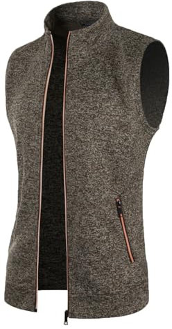Didadihu Fleeceweste Herren : Ärmellos Weste Kurz Fleeceweste Arbeitsweste Stehkragen Softshell Winterweste Vest Sportweste Gefüttert Plüsch,Coffee,Xl
