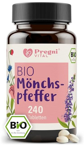 BIO Mönchspfeffer hochdosiert 10mg (agnus castus) - klein & leicht zu schlucken, beliebtes Frauenkraut - 240 Mini-Tabletten mit BIO Mönchspfeffer Extrakt aus Frankreich - von PregniVital®