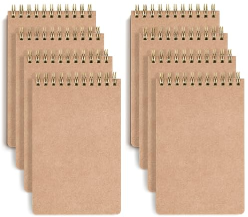 VEESUN Notizblock A6 Kariert 8 Stück: Notizbuch 80 Blatt/160 Seiten Spiralblock Kraft Cover Block Skizzenblock Tagebuch Spiralbindung Geschenk fur College Büro Zurück zur Schule