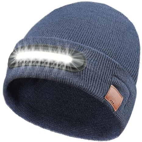RANCOVY Bonnet LED avec lumière, Rechargeable par USB LED Lumineux Bonnet Chapeau Lampe lumières pour Hommes et Femmes