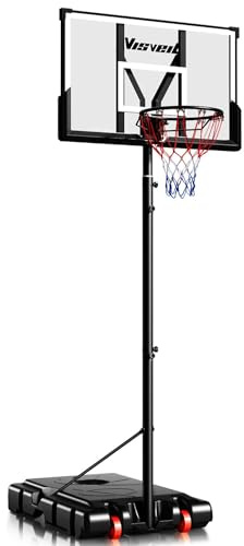 Basketball Hoop,Portable Basketball Hoop System for Outdoor, Adjustable Height 5.7-10ft 45in Backboard Basketball Goal for Kids Teen and Adult Midnight Black