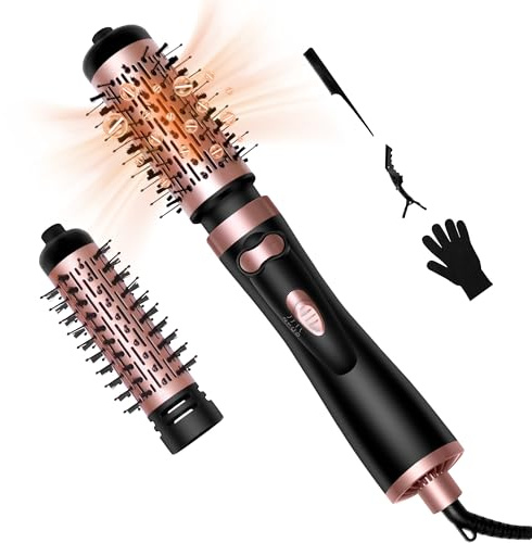 Rotating Hair Dryer Brush, OKWRAP 3-in-1 Hair Dryer Brush, 360° Rotating Hot Air Brush, Hot Air Brush Set with 2 Brushes,Rotating Hair Styler Ionic Blow Volumizer, for Dry Hair,Curl Hair