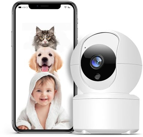EBUYFIRE 2K(3MP) Caméra Surveillance WiFi intérieure Caméra 360° Connectée Smartphone, Vision Nocturne, Notifications en Temps réel, Détection de Personne, Suivi de Mouvement pour Bébé/Animaux