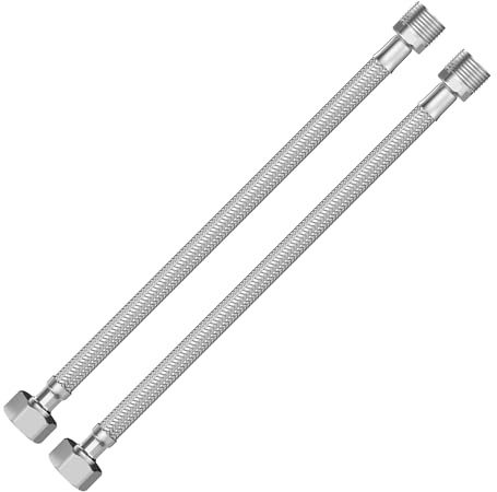 YUANNY 2 stycken flexslang 3/8 tum IG x 3/8 tum AG slang, överkast på båda sidor, 30 cm, anslutningsslang, armatur, anslutningsslang, flexibel slang för kran, hörnventil tvättställ, köksarmatur badrum