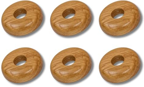 Marco Paul 6pc Oak Radiator Pipe Covers - Long Lasting Wooden Radiator Pipe Collars For Floor - Easy To Install Snap On Oak Pipe Collars 15mm - Stylish Floor Rings For Laminate Carpet Vinyl