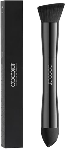 docolor Dual-Ended Hairline Powder Brush, Hair Contour Brush with Sponge Tip, Makeup Brush for Seamless Blending, for Hair Contouring, Root Touch-ups, and Beard Coverage Vegan & Cruelty-free