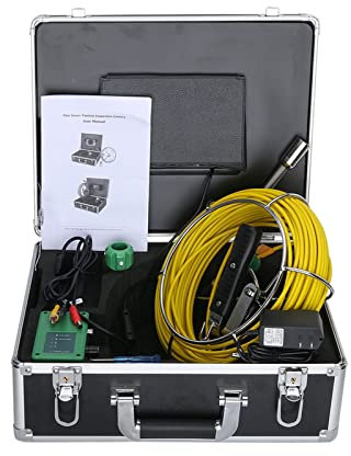 Telecamera per fognature, Videocamera di ispezione del tubo da 30 / 50m, 8 GB TF. Carta DVR IP68. Drein Endoscopio industriale conduttura fognaria con monitor da 7 per idraulico(50m)