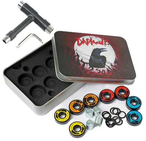 Losenka Skateboard Bearings, Premium 608rs Ball Bearing with T Tool - Pro Skateboard Bearings with Washers and Spacers (Pack of 8) (ABEC 11 Chrome Steel Bearing)