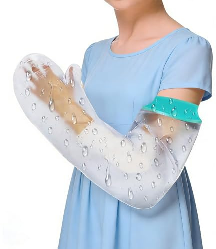 Fantasyon Protector de Brazo Impermeable para Ducha, Funda Suave para Muñeca y Dedos, Cubierta Hermética que Mantiene Secas Heridas y Vendajes en Baños, 60 cm