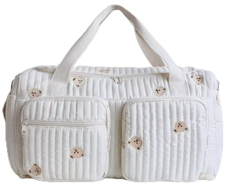 Tutamaz Mångsidig skötväska för mammor, baby och gravidväska, skötväska barnvagn för mammor, dragkedja med broderad, björn, tryckt, för förlossning på sjukhuset, resor, barnvagn, en