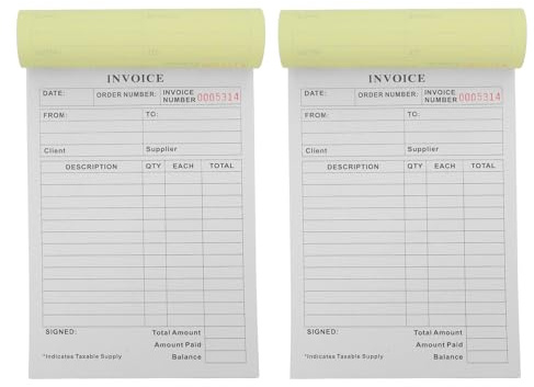 NUOBESTY Libretto di Fatture d Ordine a 2 Copie, 2 Blocchi da 100 Fogli Ciascuno, Carta senza Sbavature e Stampa Chiara, per Piccole Imprese e Ristoranti
