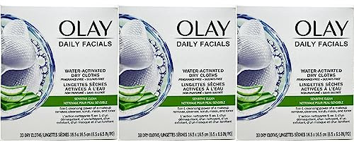 OLAY Daily Gentle Clean 4-in-1 Water Activated Cloths, 33 Ea (Pack of 3)