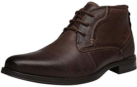 rismart Hombre Tobillo Alto Redondo Dedo del pie Popular Cuero Chukka Botas SN01745(Marrón,43.5 EU)