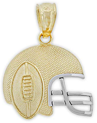 Charm America - Gold Football Helmet Charm - 10 Karat Solid Gold (Small)