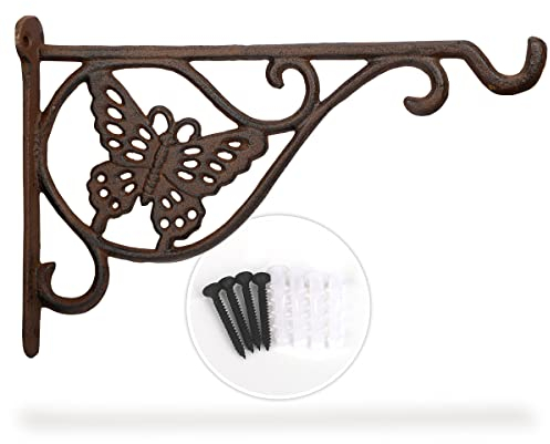 WILDLIFE FRIEND I Vogeltränke mit Wandhalterung - Schmetterling mit Haken - aus Gusseisen frostsicher, Vogelbad, Vogelfutterspender für Wildvögel im Garten Balkon