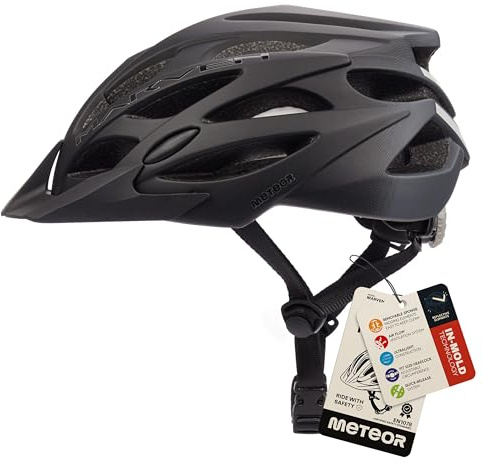 Meteor - MARVEN Cycle Helmet – Lightweight Adjustable Helmet for Men, Women, Kids – MTB, Bike, Scooter, Skateboard & Hoverboard – Breathable with Detachable Visor - Size M - Grey