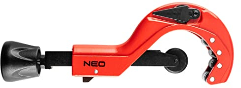 NEO TOOLS Rohrschneider für Rohre aus PVC, PE, PP 6-63 mm (1/4 - 2,3, 8), aus Kunststoffen, ohne die Rohrwände zu verformen, Metallgrundkörper, Austausch der Klinge