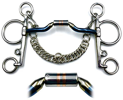 OTTE Western Pelham Copper Roller Blue Sweet Iron Horse Bit Snaffle (5.25)